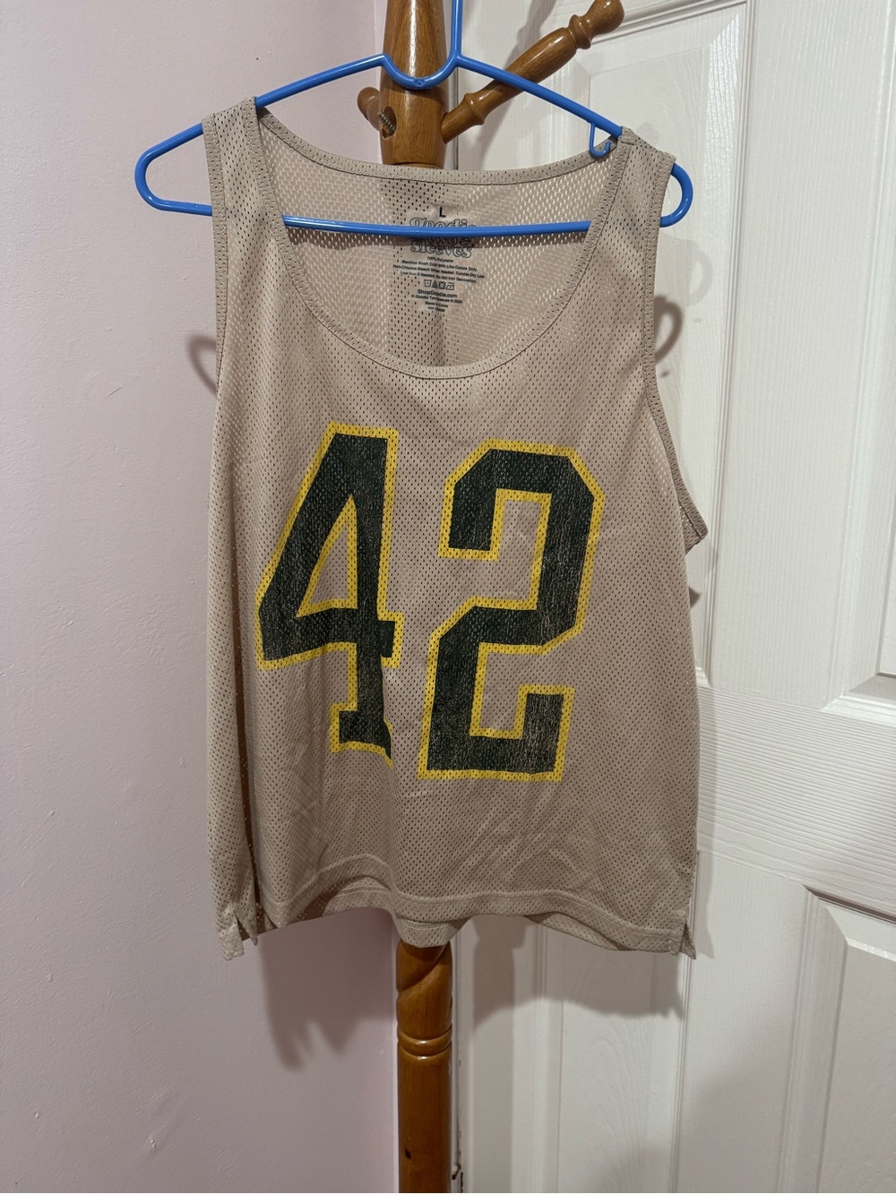 nwot Mesh Athletic Tank with Bold '42' Graphic - Tan/Black/Yellow